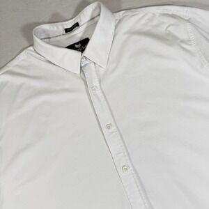 Butter Cloth Icy Cotton Men's 3XL White Diamond Slim‎ Fit Button Up S/S Shirt